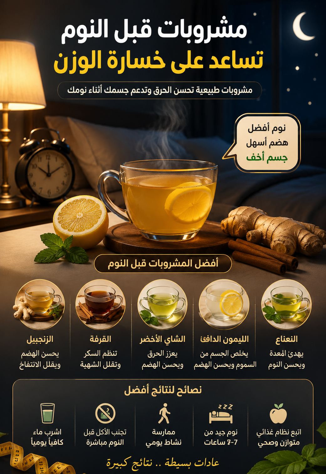 مشروبات قبل النوم تساعد على خسارة الوزن بدون مجهود