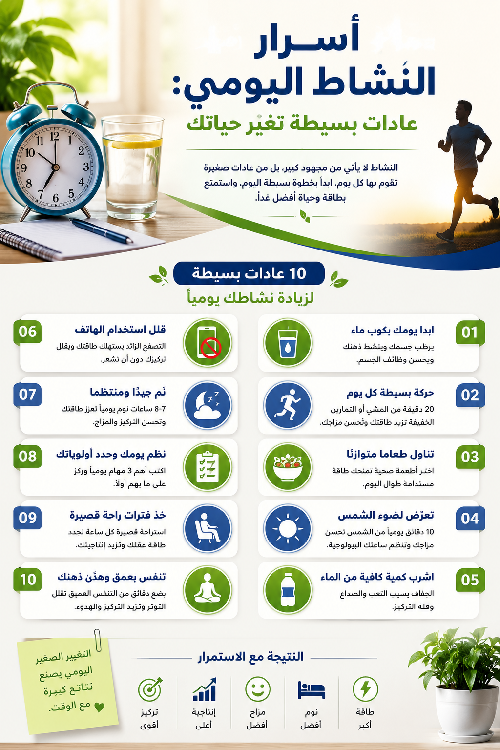 أسرار النشاط اليومي : عادات بسيطة تغيّر حياتك بالكامل