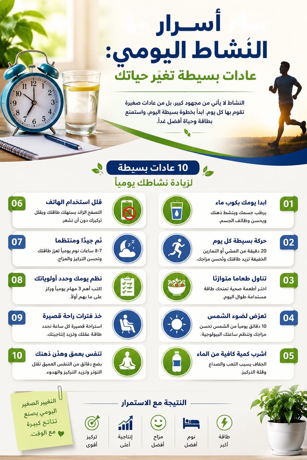 أسرار النشاط اليومي : عادات بسيطة تغيّر حياتك بالكامل