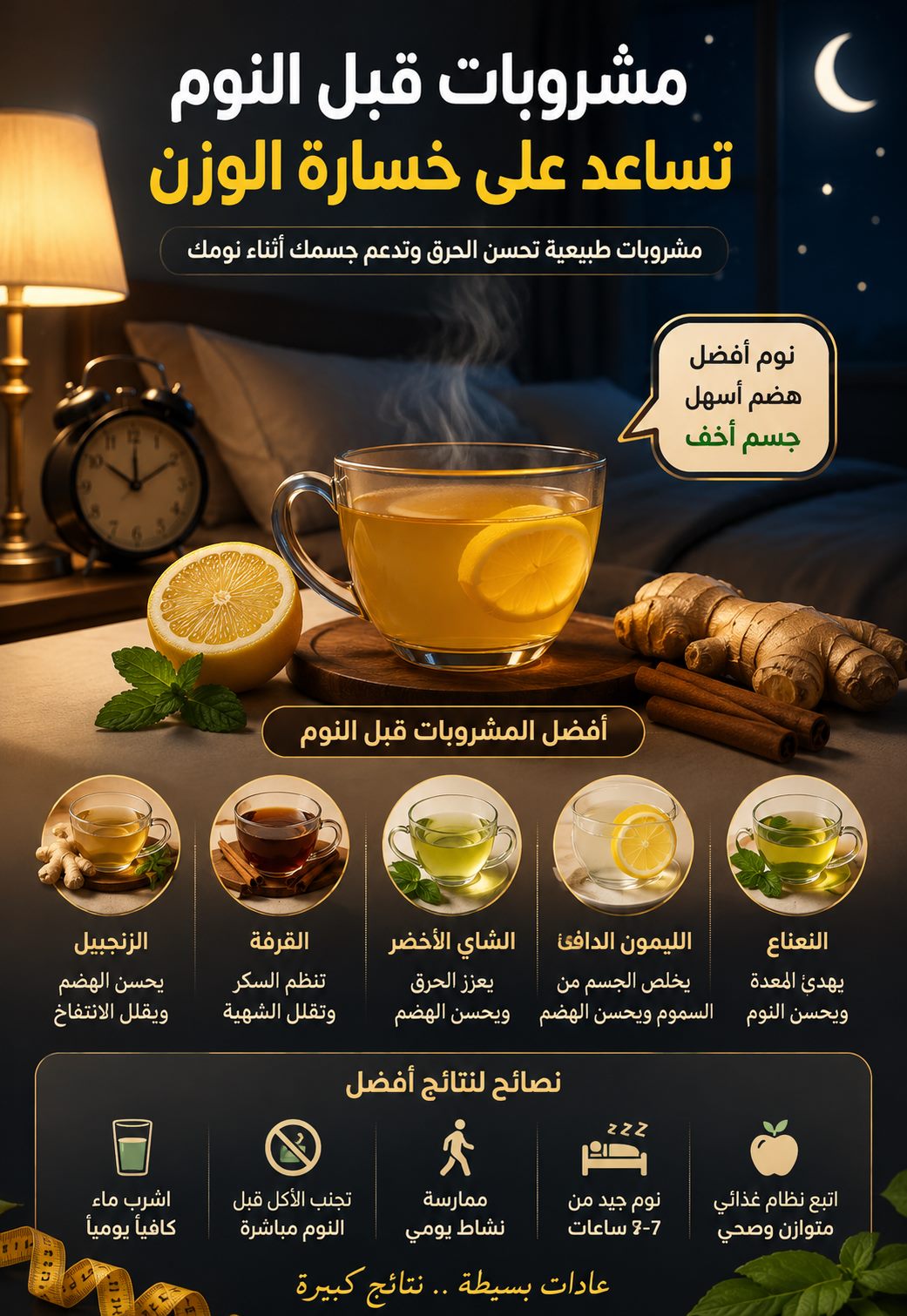 مشروبات قبل النوم تساعد على خسارة الوزن بدون مجهود