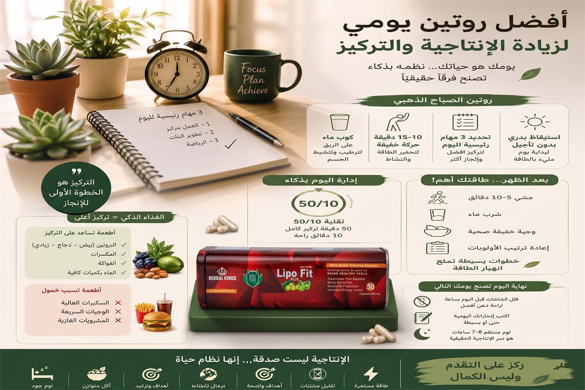 أفضل روتين يومي لزيادة الإنتاجية والتركيز