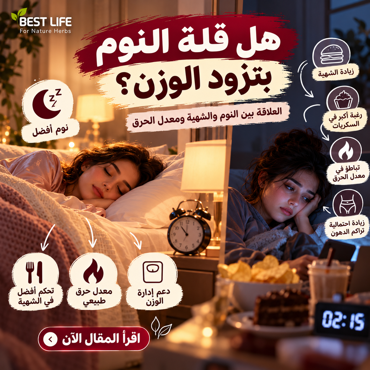 هل قلة النوم بتزود الوزن ؟ العلاقة بين النوم والشهية ومعدل الحرق