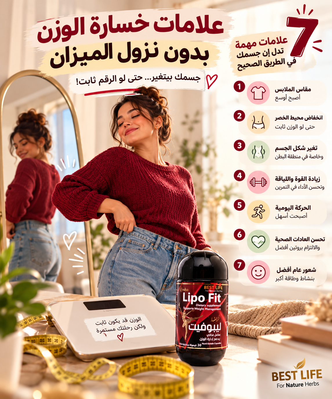 علامات خسارة الوزن بدون نزول الميزان: 7 علامات تدل أن جسمك يتغير